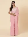 Vervee Couture Soft Rose Pink Georgette Saree | Sansa