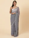 Vervee Couture Gray Georgette Saree | Sansa