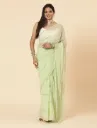 Vervee Couture Soft Pastel Green Georgette Saree | Sansa