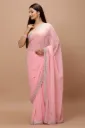 Vervee Couture Soft Rose Pink Georgette Saree | Mor