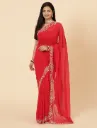 [VC26-KAI-D11-01] Vervee Couture Light Red Georgette Saree | Kai
