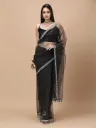 Vervee Couture Classic Jet Black Net Saree | Zulf