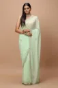 Vervee Couture Soft Pastel Green Georgette Saree | Mor
