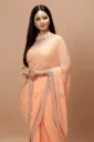 Vervee Couture Apricot Georgette Saree | Mor