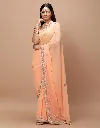 Vervee Couture Warm Apricot Peach Georgette Saree | Mor