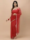 Vervee Couture Cadmium Red Net Saree | Zulf