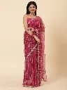 Vervee Couture Dark Raspberry Pink Net Saree | Zulf
