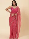 Vervee Couture Bubblegum Pink Net Saree | Zulf