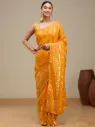 Vervee Couture Warm Marigold Orange Georgette Saree | Visya