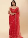 Vervee Couture Scarlet Red Net Saree | Zehar