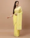 Vervee Couture Pastel Yellow Georgette Saree | Naz