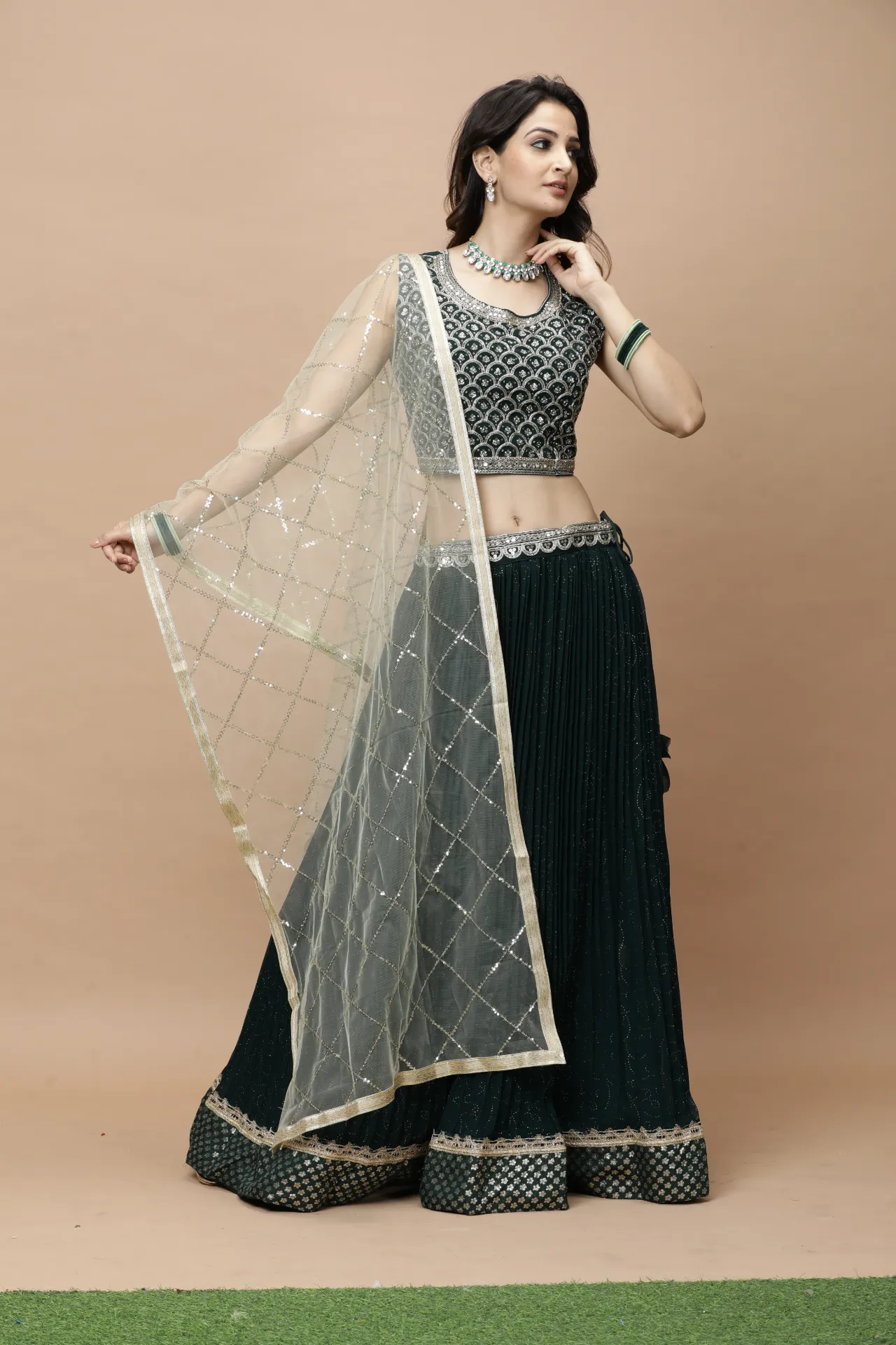 Vervee Couture Teal Blue Designer Lehenga | Leh
