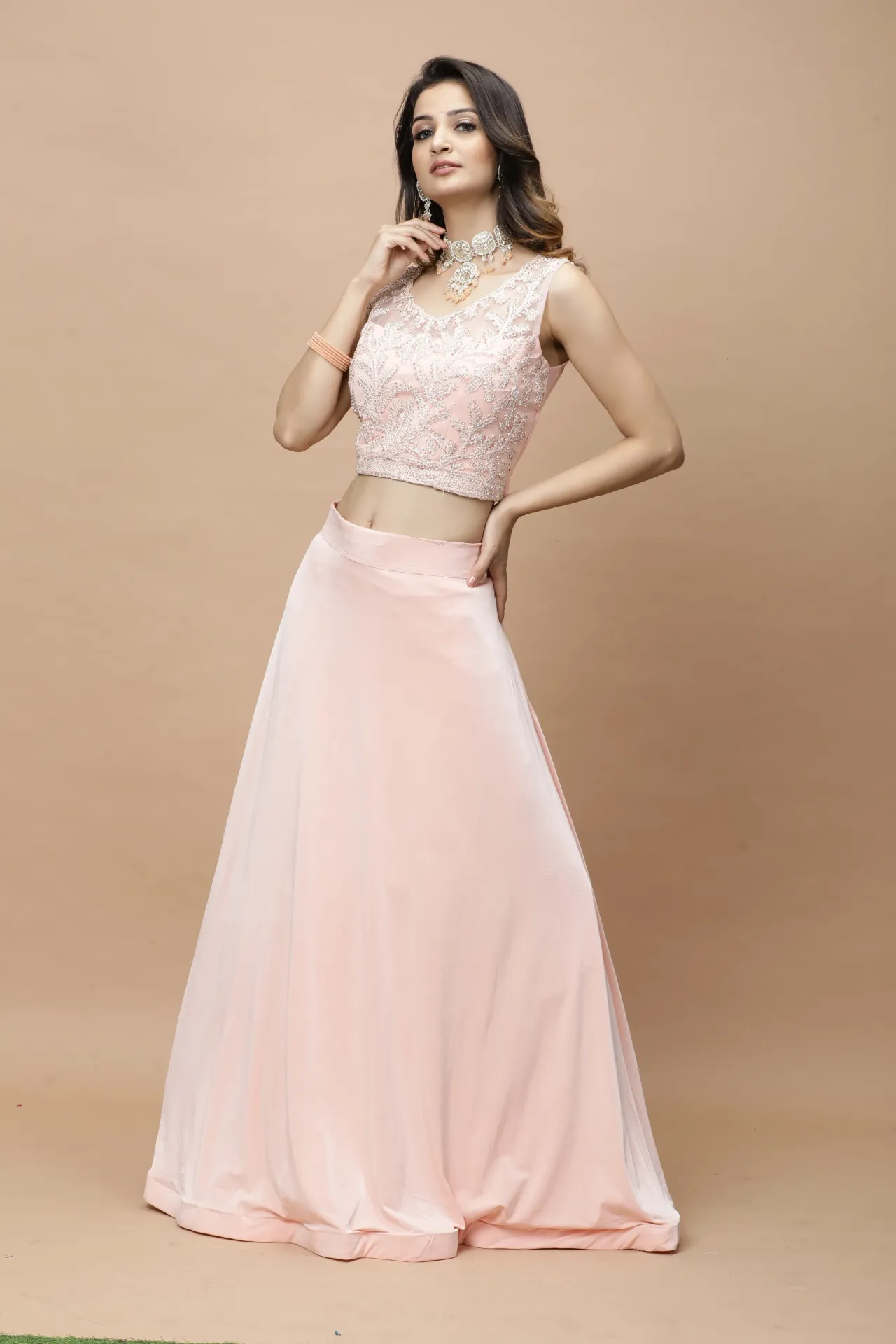 [VC26-LEH-D98-06] Vervee Couture Pastel Pink Designer Lehenga | Leh