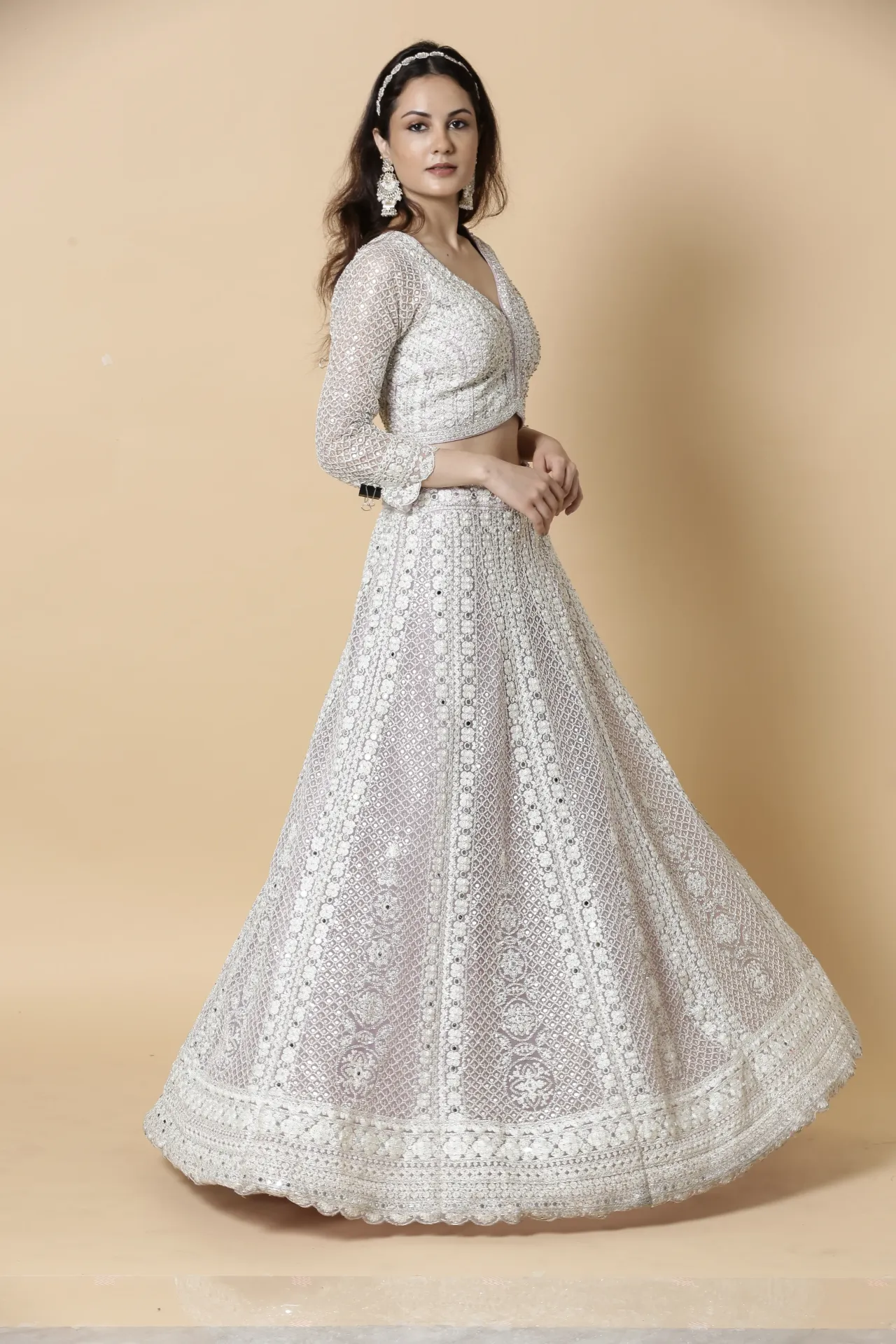 Vervee Couture Luxury Dusty Rose Bridal Designer Lehenga Set | Leh