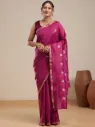 Vervee Couture Purple Silk Blend Saree with Semi-Stitched Blouse | Eka