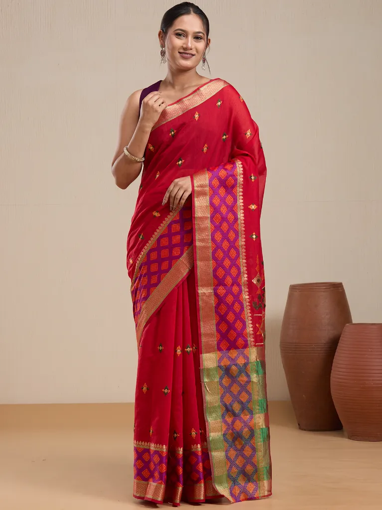 [VC26-EKA-D99-147] Vervee Couture Purple Silk Blend Saree | Eka
