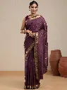 Vervee Couture Purple Silk Blend Saree with Semi-Stitched Blouse | Eka