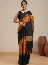 Vervee Couture Coffee Brown Silk Blend Saree with Semi-Stitched Blouse | Eka