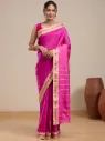 Vervee Couture Pink Silk Blend Saree  Semi-stitched Blouse