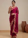 Vervee Couture Rani Pink Silk Blend Saree with Semi-Stitched Blouse | Eka