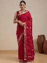 Vervee Couture Maroon Silk Blend Saree  Semi-stitched Blouse