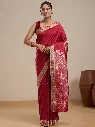 Vervee Couture Maroon Silk Blend Saree with Semi-Stitched Blouse | Eka