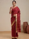 Vervee Couture Maroon Silk Blend Saree  Semi-stitched Blouse