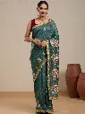 Vervee Couture Green Silk Blend Saree with Semi-Stitched Blouse | Eka