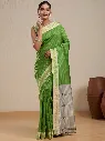 Vervee Couture Green Silk Blend Saree with Semi-Stitched Blouse | Eka