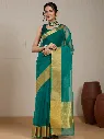 Vervee Couture Teal Green Silk Blend Saree Semi-stitched Blouse (copy)