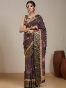 Vervee Couture Black Silk Blend Saree with Semi-Stitched Blouse | Eka