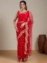 Vervee Couture Rust Orange Silk Blend Saree | Eka