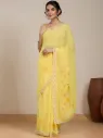 Vervee Couture Pastel Yellow Silk Blend Saree  Semi-stitched Blouse