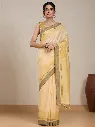 Vervee Couture Soft Mustard Yellow Silk Blend Saree  Semi-stitched Blouse