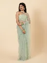 Vervee Couture Sea Foam Green Net Saree | Roza