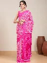 Vervee Couture Bright Hot Pink Silk Blend Saree Semi-stitched Blouse | Eka