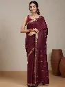 Vervee Couture Wine Maroon Silk Blend Saree | Eka