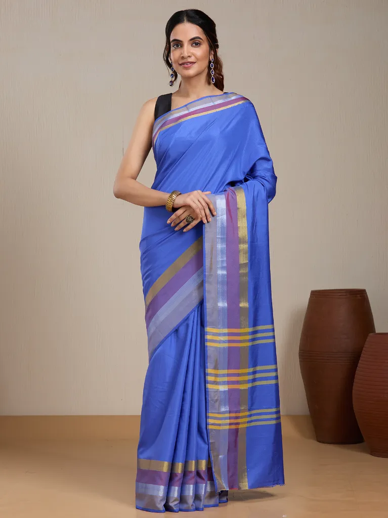 Vervee Couture Lavender Silk Blend Saree Semi-stitched Blouse