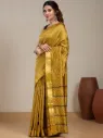 Vervee Couture Mustard Yellow Silk Blend Saree Semi-stitched Blouse