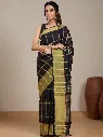 Vervee Couture Black Silk Blend Saree Semi-stitched Blouse | Eka
