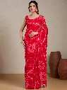 Vervee Couture Red Silk Blend Saree Semi-stitched Blouse