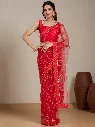 Vervee Couture Red Net Saree