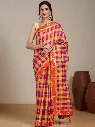 Vervee Couture Orange Silk Blend Saree Semi-stitched Blouse