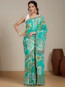 Vervee Couture Sky Blue Green Silk Blend Saree | Eka