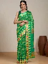 Vervee Couture Parrot Green Multicolour Silk Blend Saree | Eka