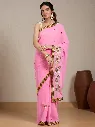 Vervee Couture Pink & Gold Georgette Saree | Eka