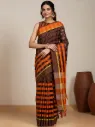 Vervee Couture Brown & Orange Checked Saree | Eka