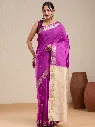 Vervee Couture Pink & Gold Zari Border Saree with Semi-Stitched Blouse | Eka