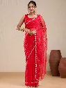Vervee Couture Red Georgette Saree with Semi-Stitched Blouse | Eka