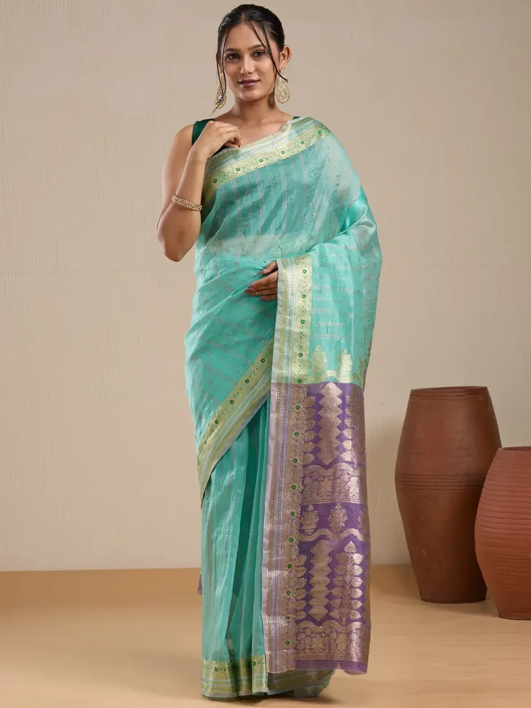 Vervee Couture Lavender Zari Woven Saree | Eka